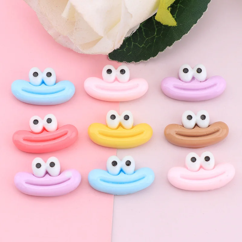 20Pcs Color Cartoon Big Mouth Flatback Resin Cabochon Scrapbooking Accessories DIY Phone Decor Material Creative Handmade Making