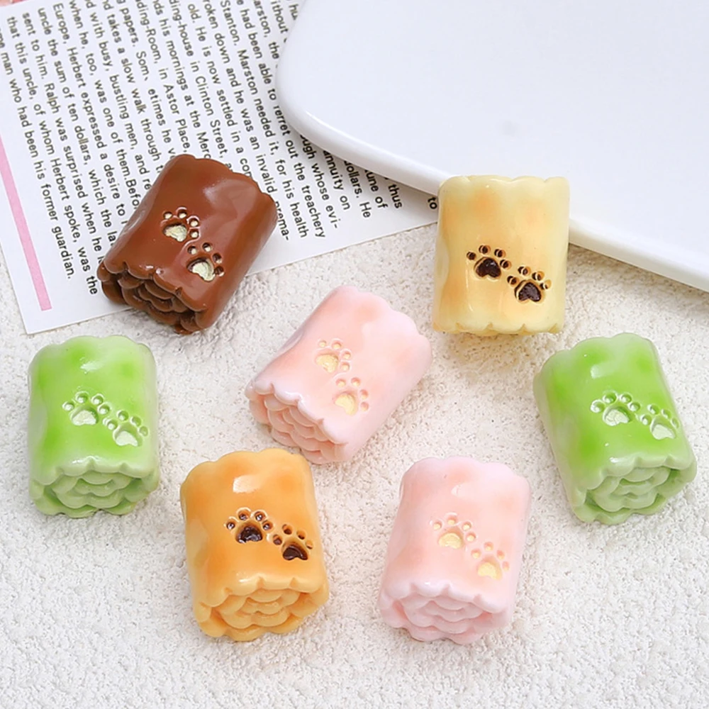 10PCS Shiny Cat Claw Roll Cake Series Resin Flatback Cabochons For Hairpin Scrapbooking DIY Jewelry Craft Decoration Accessories