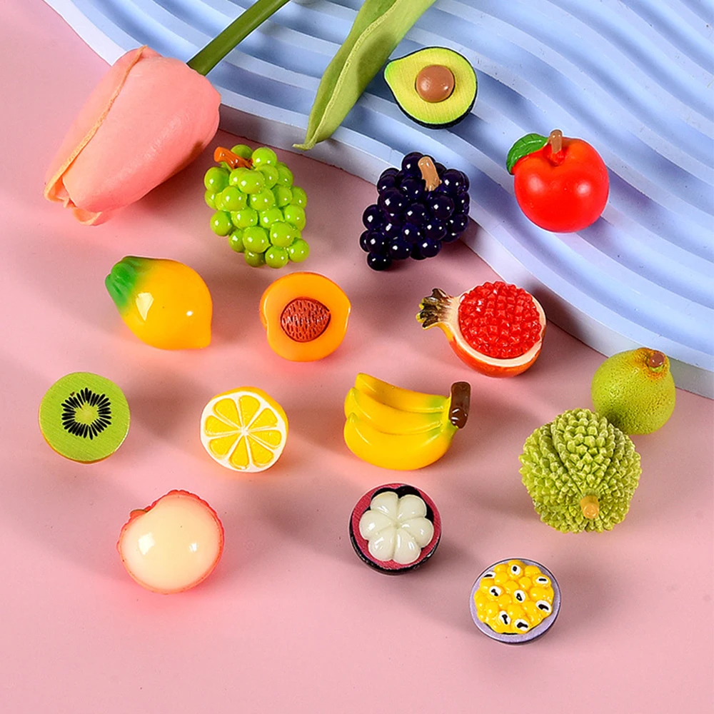 10PCS 3D Simulated Fruit Series Resin Flatback Cabochons For Hairpin Scrapbooking DIY Jewelry Craft Decoration Accessories