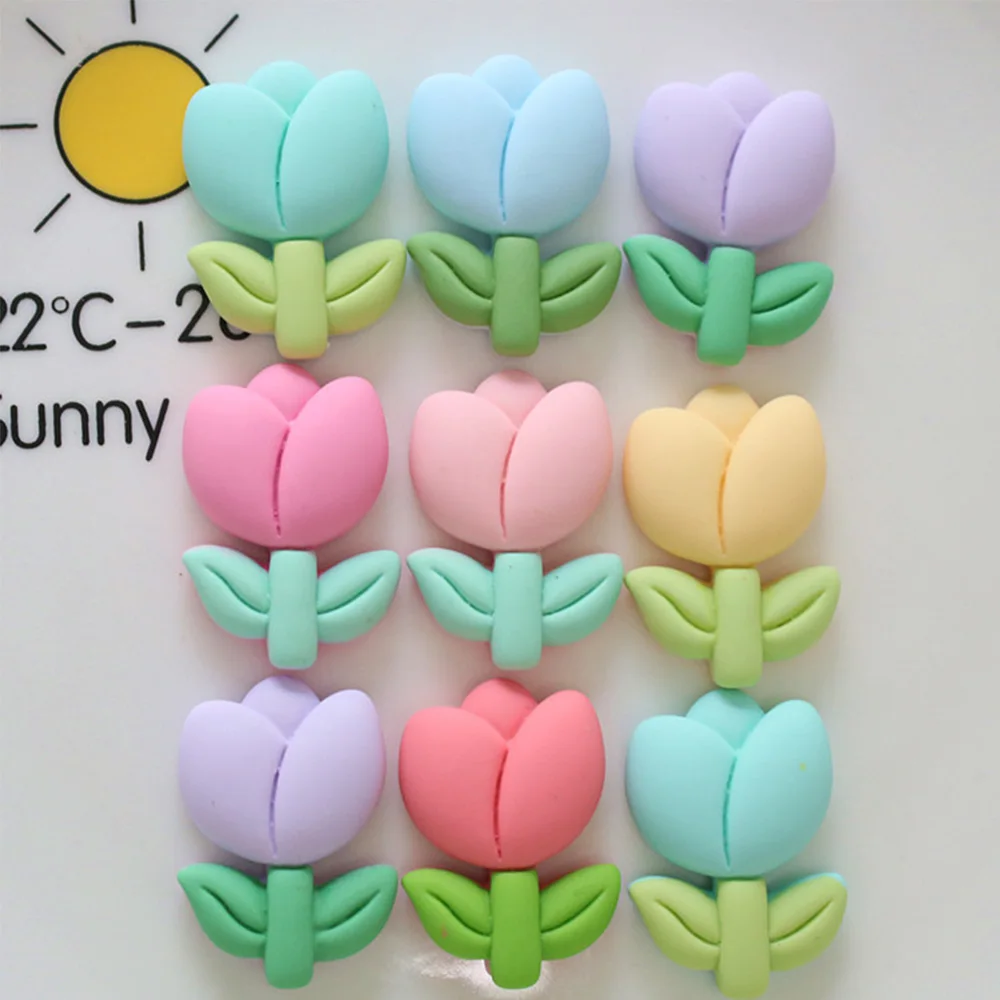 10PCS Colorful Tulip Series Flat Back Resin Cabochons For Hairpin Scrapbooking DIY Jewelry Craft Decoration Accessories