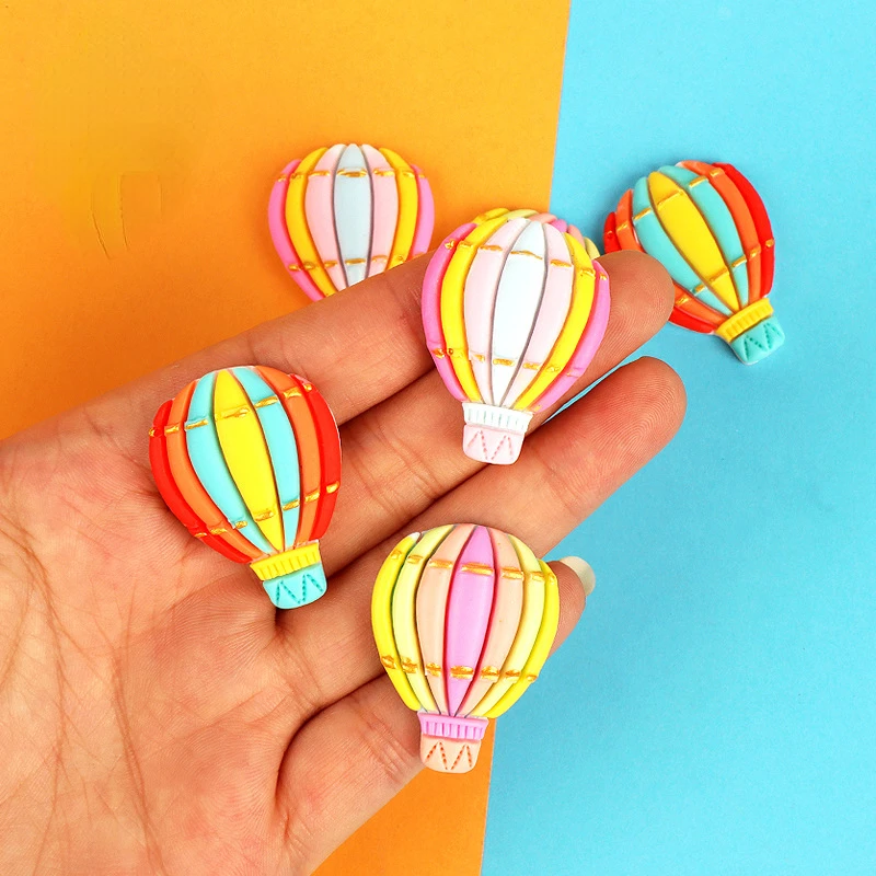 10pcs Cartoon Kawaii Resin Diy Hot Air Balloon Miniature Cabochon Craft Supplies Accessories Embellishments Flatback Cabochons
