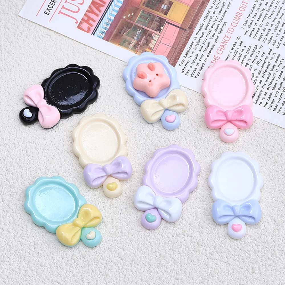 10PCS Shiny 43x26mm Mirror Series Resin Flatback Cabochons For Hairpin Scrapbooking DIY Jewelry Craft Decoration Accessories