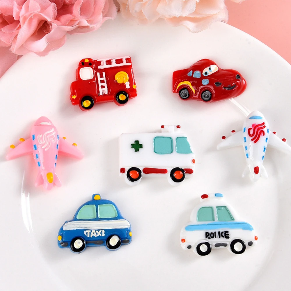 10PCS Cartoon Car Series Resin Flat Back Cabochons For Hairpin Scrapbooking DIY Jewelry Craft Decoration Accessories
