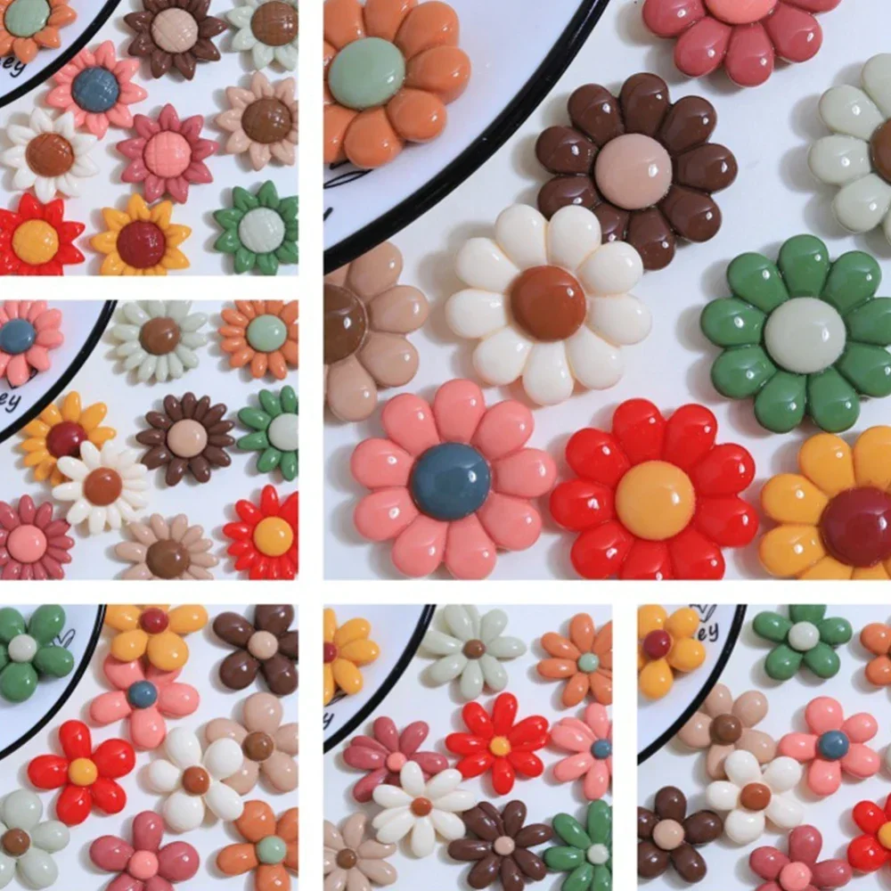10PCS Shiny Mixed Flowers Series Resin Flat Back Cabochons For Hairpin Scrapbooking DIY Jewelry Craft Decoration Accessories