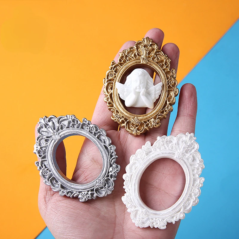 3D Mini Resin Retro Photo Frame, Room Decor, Sculptures and Figurines, Miniature Desk Accessories, Kawaii Decorative Sculpture