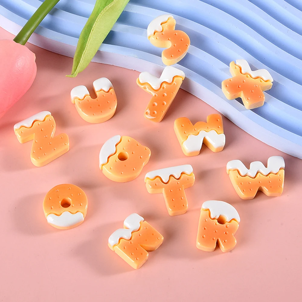 10PCS Cream Letter Biscuits Series Resin Flat Back Cabochons For Hairpin Scrapbooking DIY Jewelry Craft Decoration Accessories