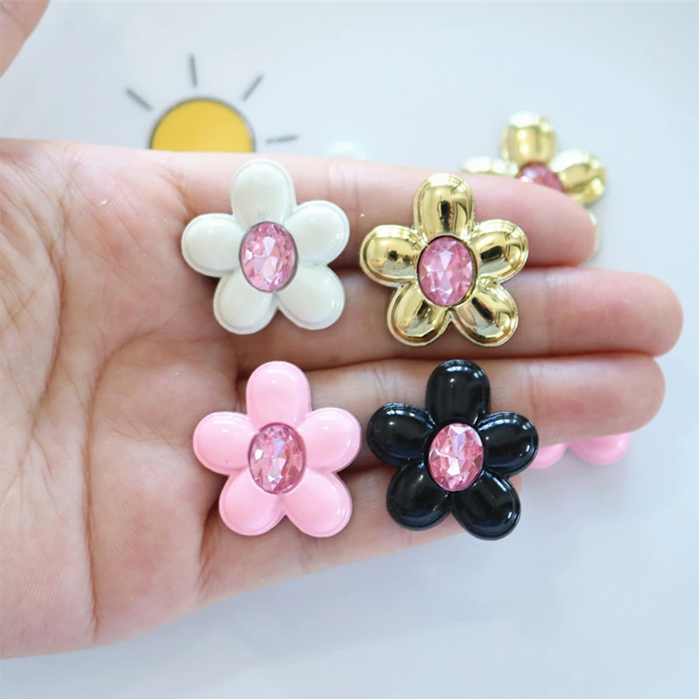 10PCS Shiny Diamond Flower Series Resin Flatback Cabochons For Hairpin Scrapbooking DIY Jewelry Craft Decoration Accessories