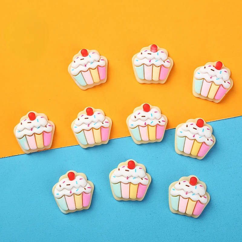 10pcs Kawaii Resin Mini Diy Cartoon Rainbow Cake Miniature Supplies Figures Crafts Scrapbooking Materials Flatback Embellishment