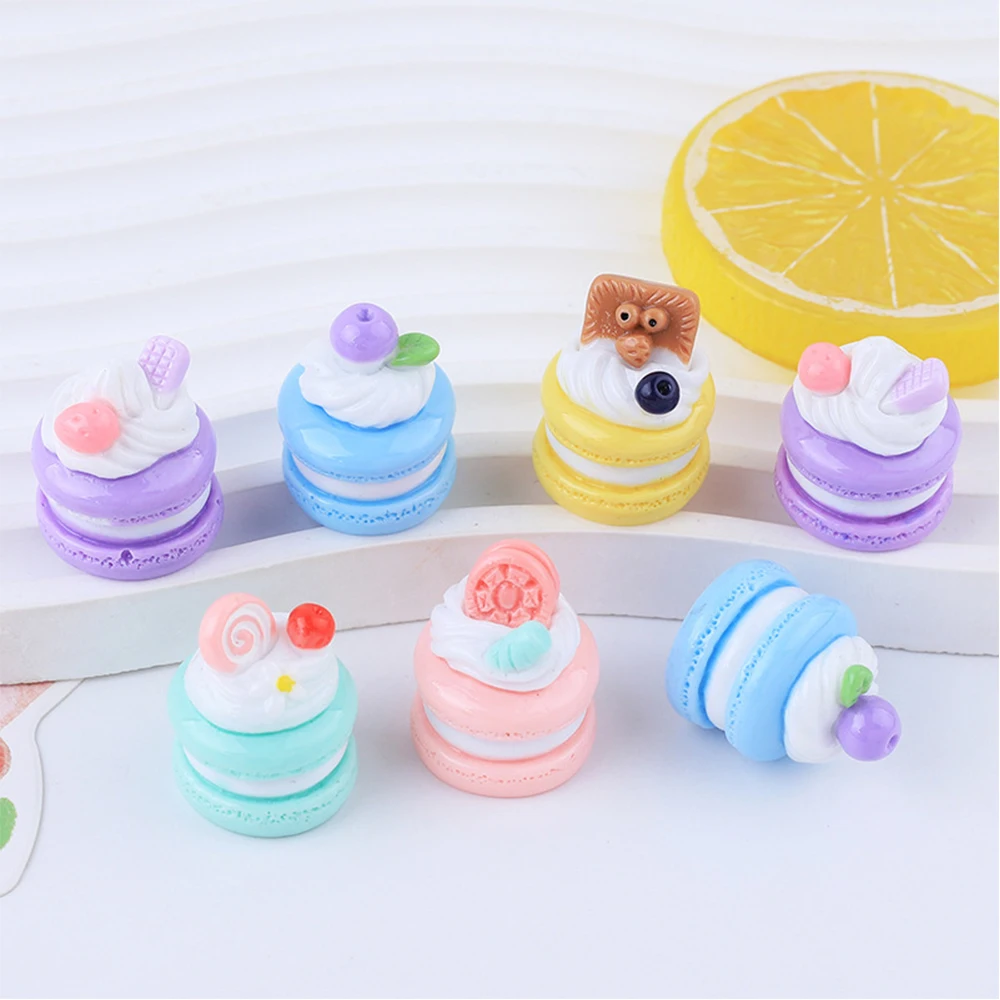 5PCS Shiny 3D Macaron Cake Series Resin Flatback Cabochons For Hairpin Scrapbooking DIY Jewelry Craft Decoration Accessories