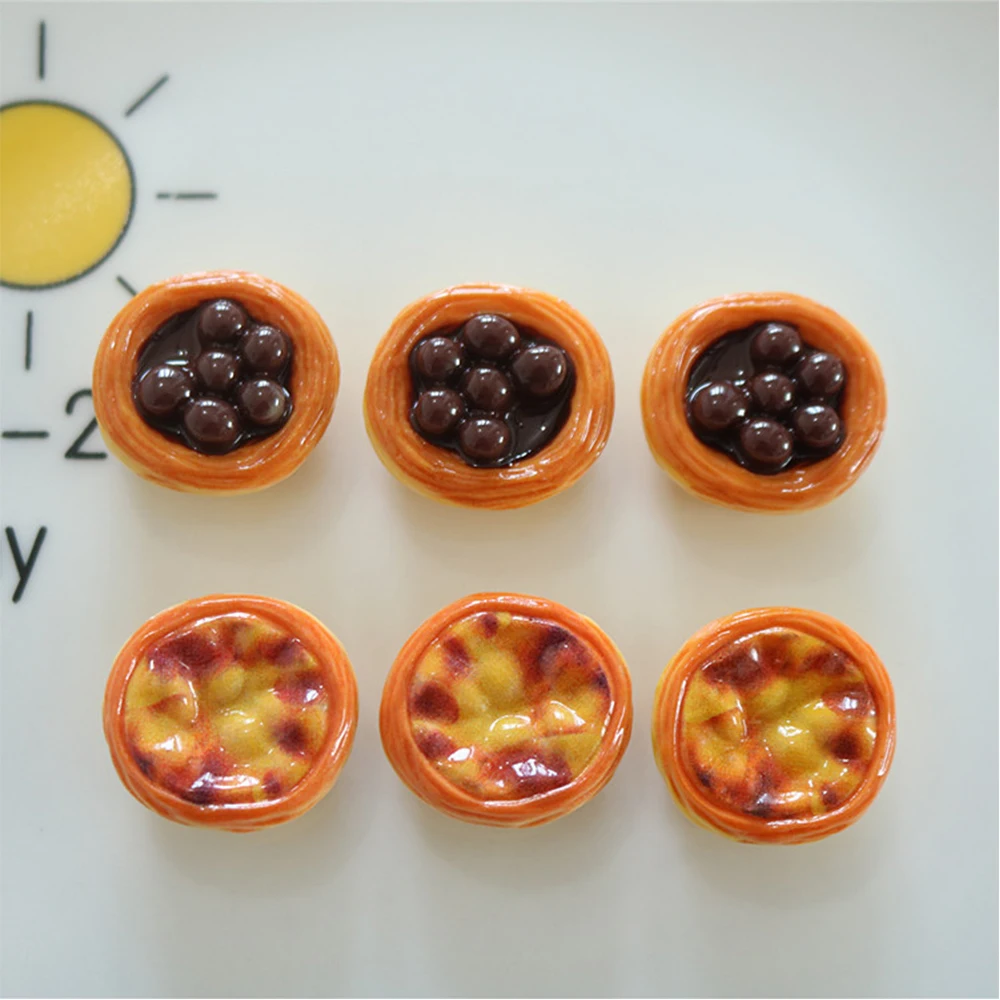 10PCS Shiny 3D Egg Tart Series Resin Flatback Cabochons For Hairpin Scrapbooking DIY Jewelry Craft Decoration Accessories