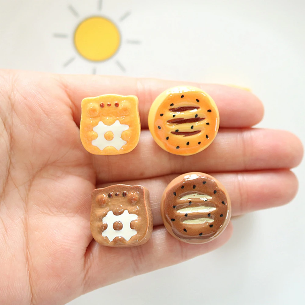 10PCS Shiny Coffee Bread Series Resin Flatback Cabochons For Hairpin Scrapbooking DIY Jewelry Craft Decoration Accessories