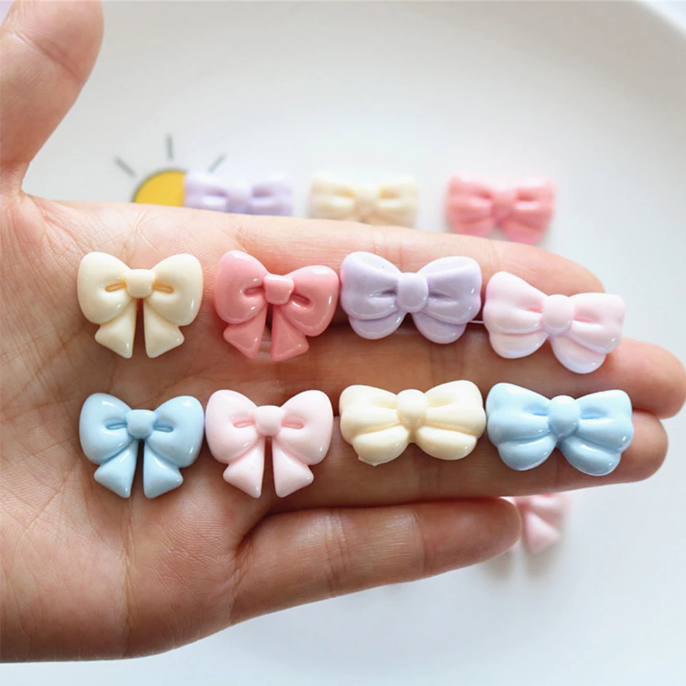 10PCS Shiny Bowknot Series Resin Flatback Cabochons For Hairpin Scrapbooking DIY Jewelry Craft Decoration Accessories