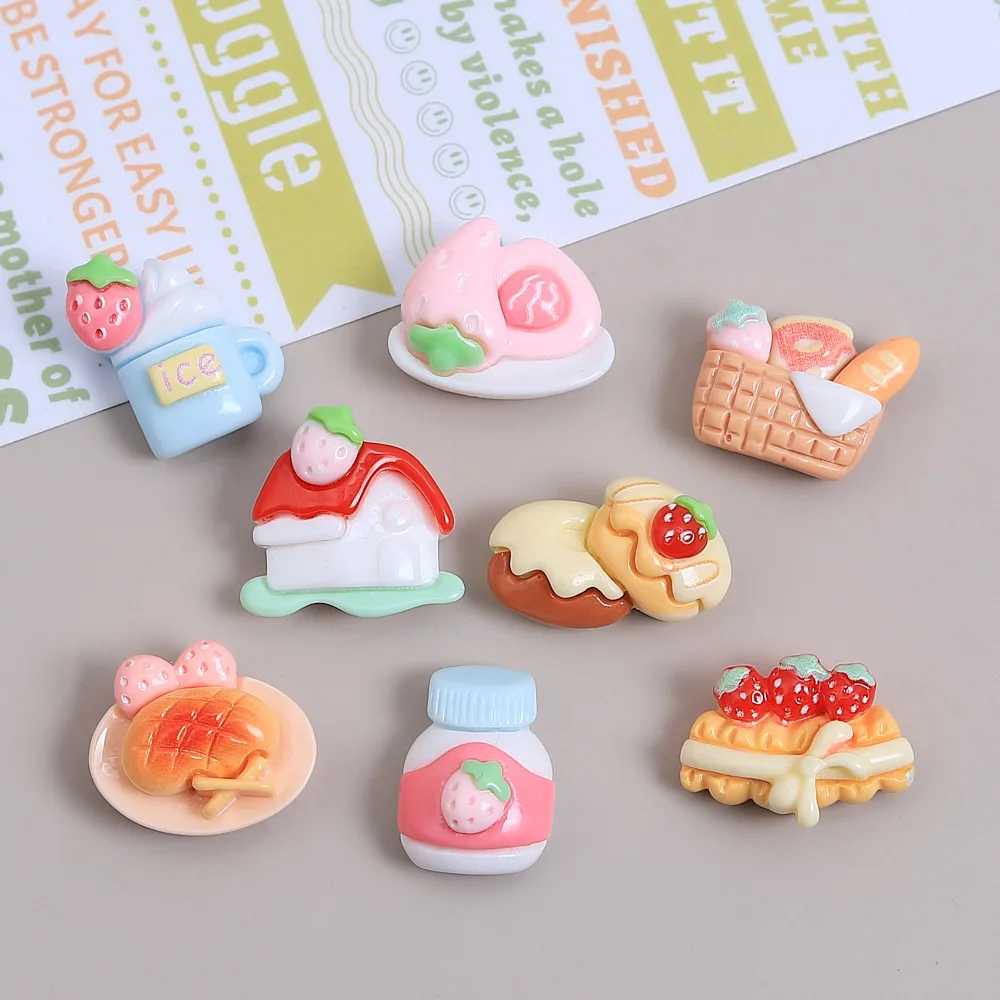 5pcs/lot New Kawaii Cartoon Ice Cream, Cake Resin Flat Back Cartoon Scrapbook Figurine DIY Bow Decor Accessories Crafts