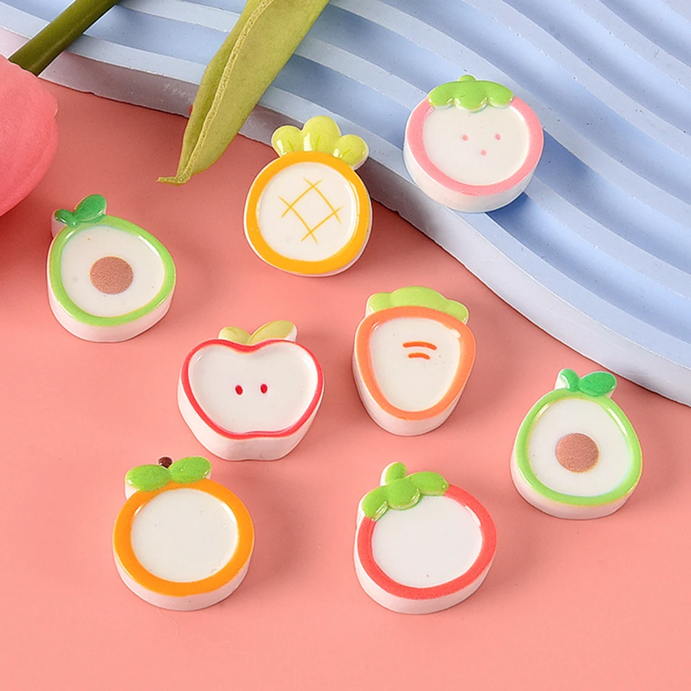 10PCS Shiny Fruit Plate Series Resin Flatback Cabochons For Hairpin Scrapbooking DIY Jewelry Craft Decoration Accessories