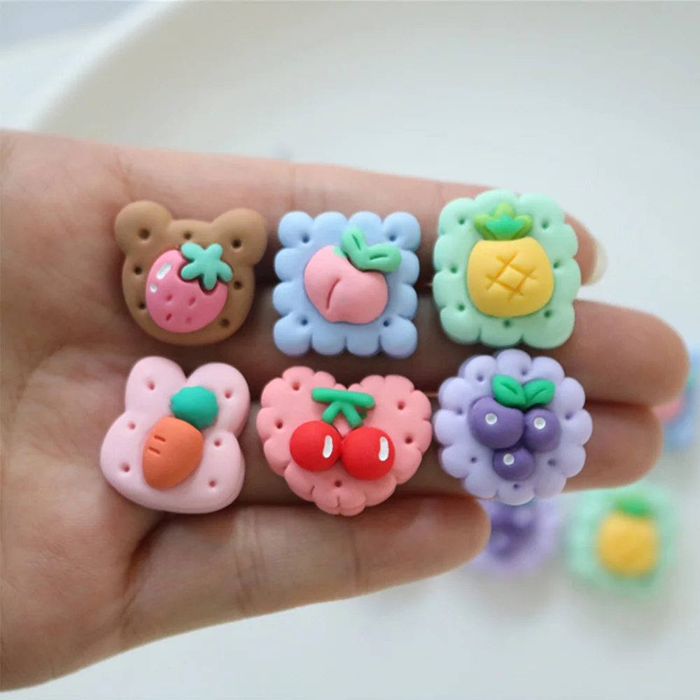 10PCS Fruit Biscuit Series Flat Back Resin Cabochons For Hairpin Scrapbooking DIY Jewelry Craft Decoration Accessories