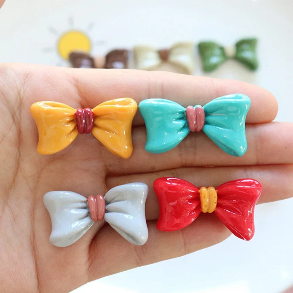 10PCS Shiny 33x19mm Bow Tie Series Resin Flat Back Cabochons For Hairpin Scrapbooking DIY Jewelry Craft Decoration Accessories