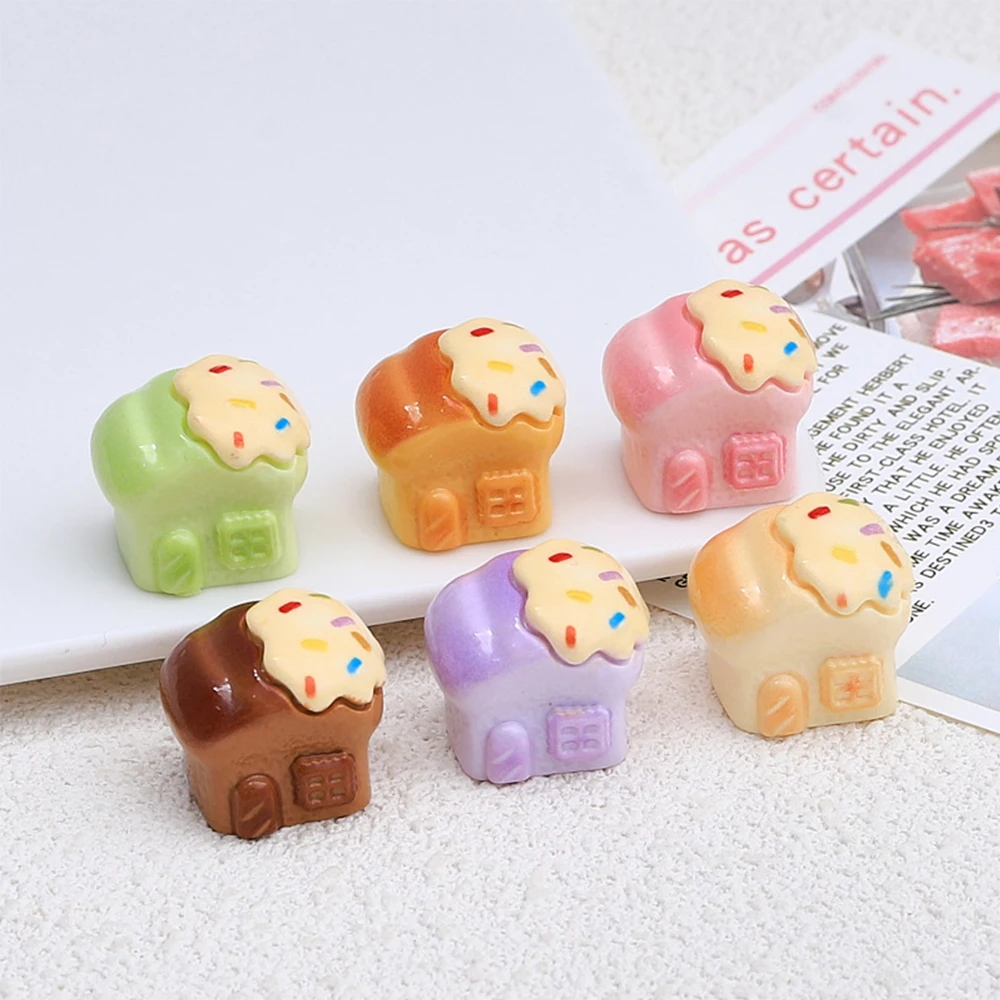 10PCS Shiny 3D Bread House Series Resin Flatback Cabochons For Hairpin Scrapbooking DIY Jewelry Craft Decoration Accessories