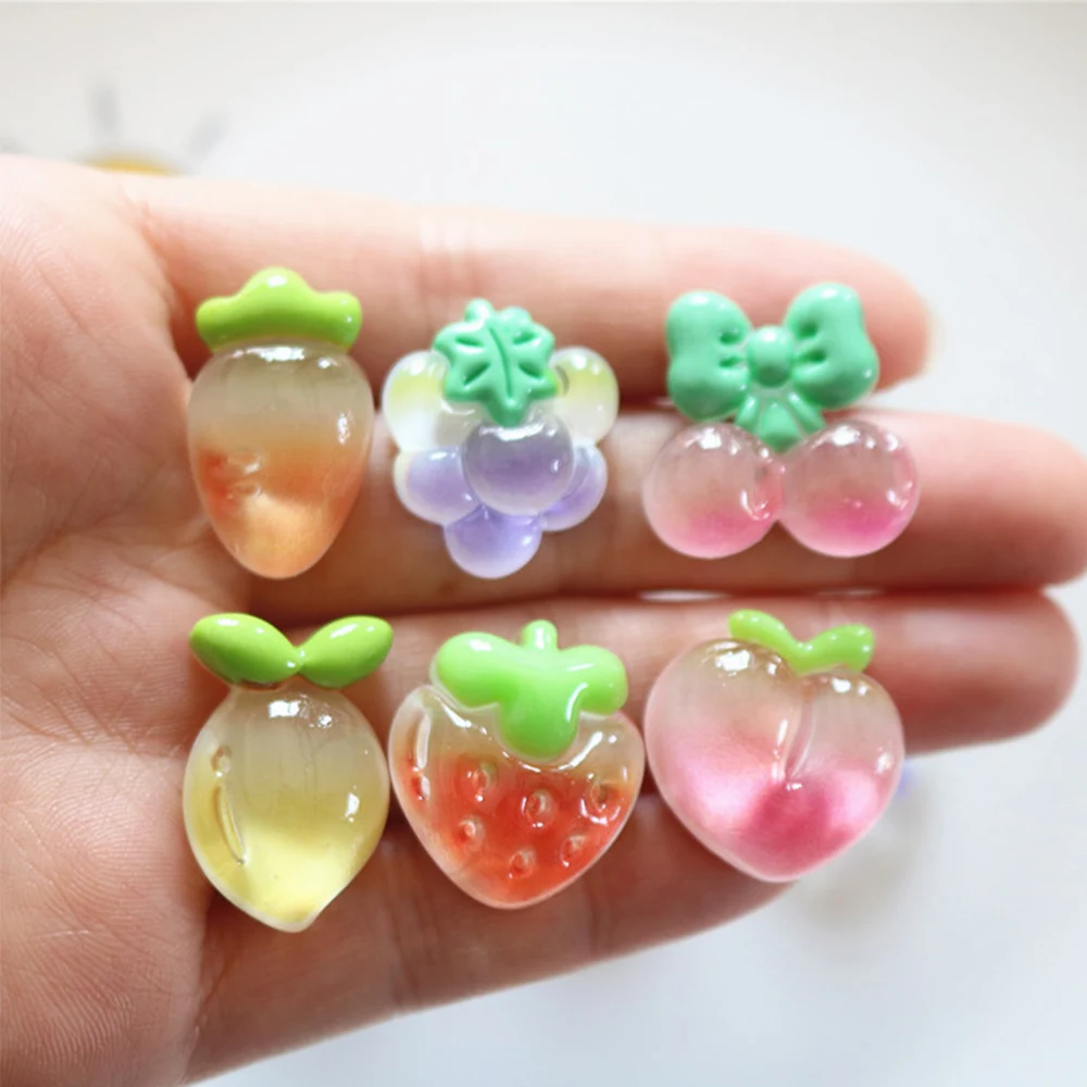 10PCS Gradient Fruit Series Resin Flatback Cabochons For Hairpin Scrapbooking DIY Jewelry Craft Decoration Accessories