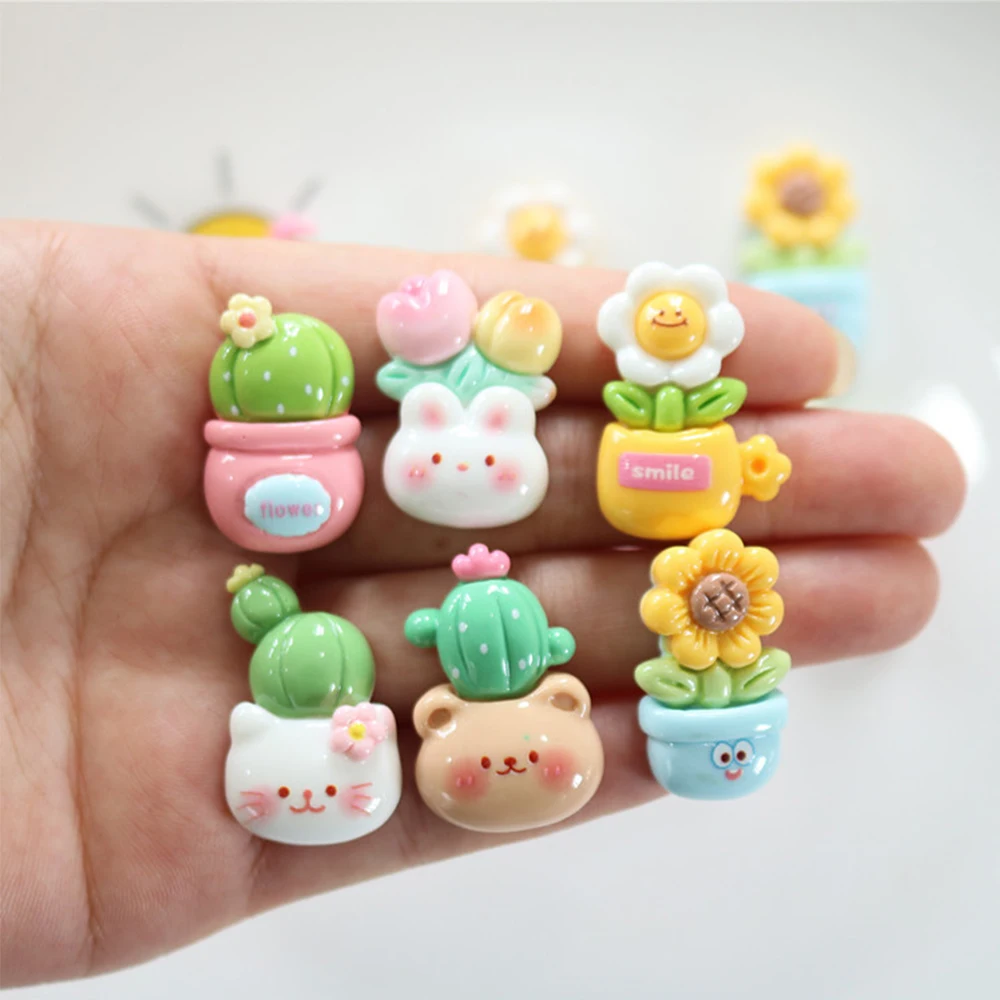 10PCS Cute Flower Disc Series Resin Flat Back Cabochons For Hairpin Scrapbooking DIY Jewelry Craft Decoration Accessories