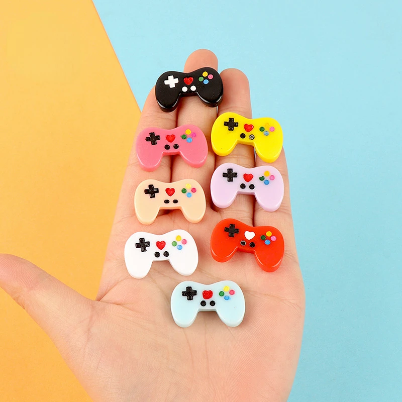 10pcs Cartoon Diy Mini Cartoon Game Controller Flat Back Embellishments Charm Dollhouse Miniatures Planar Flatback Decoration