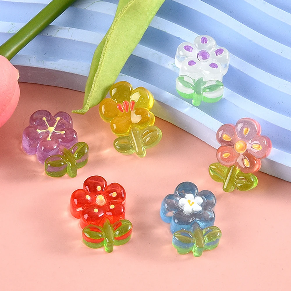 10PCS Clear Cute Little Flower Series Resin Flatback Cabochons For Hairpin Scrapbooking DIY Jewelry Craft Decoration Accessories