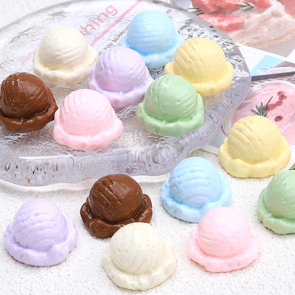 10PCS Shiny Ice Cream Ball Series Resin Flatback Cabochons For Hairpin Scrapbooking DIY Jewelry Craft Decoration Accessories