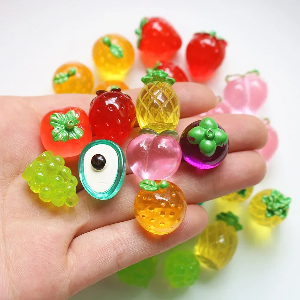 10PCS Semi 3D Clear Fruit Series Resin Flat Back Cabochons For Hairpin Scrapbooking DIY Jewelry Craft Decoration Accessories