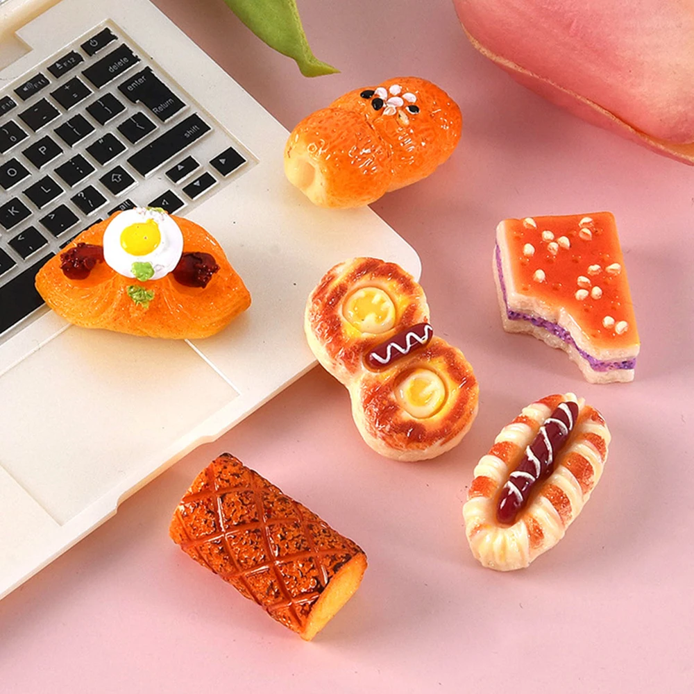10PCS Shiny Fried Egg Bread Series Resin Flat Back Cabochons For Hairpin Scrapbooking DIY Jewelry Craft Decoration Accessories