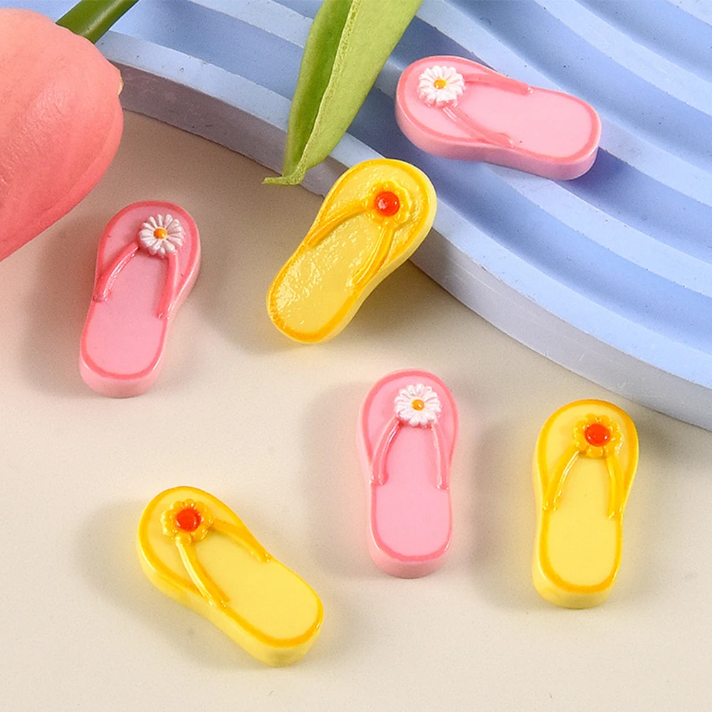 10PCS Shiny Flower Slippersg Series Resin Flatback Cabochons For Hairpin Scrapbooking DIY Jewelry Craft Decoration Accessories