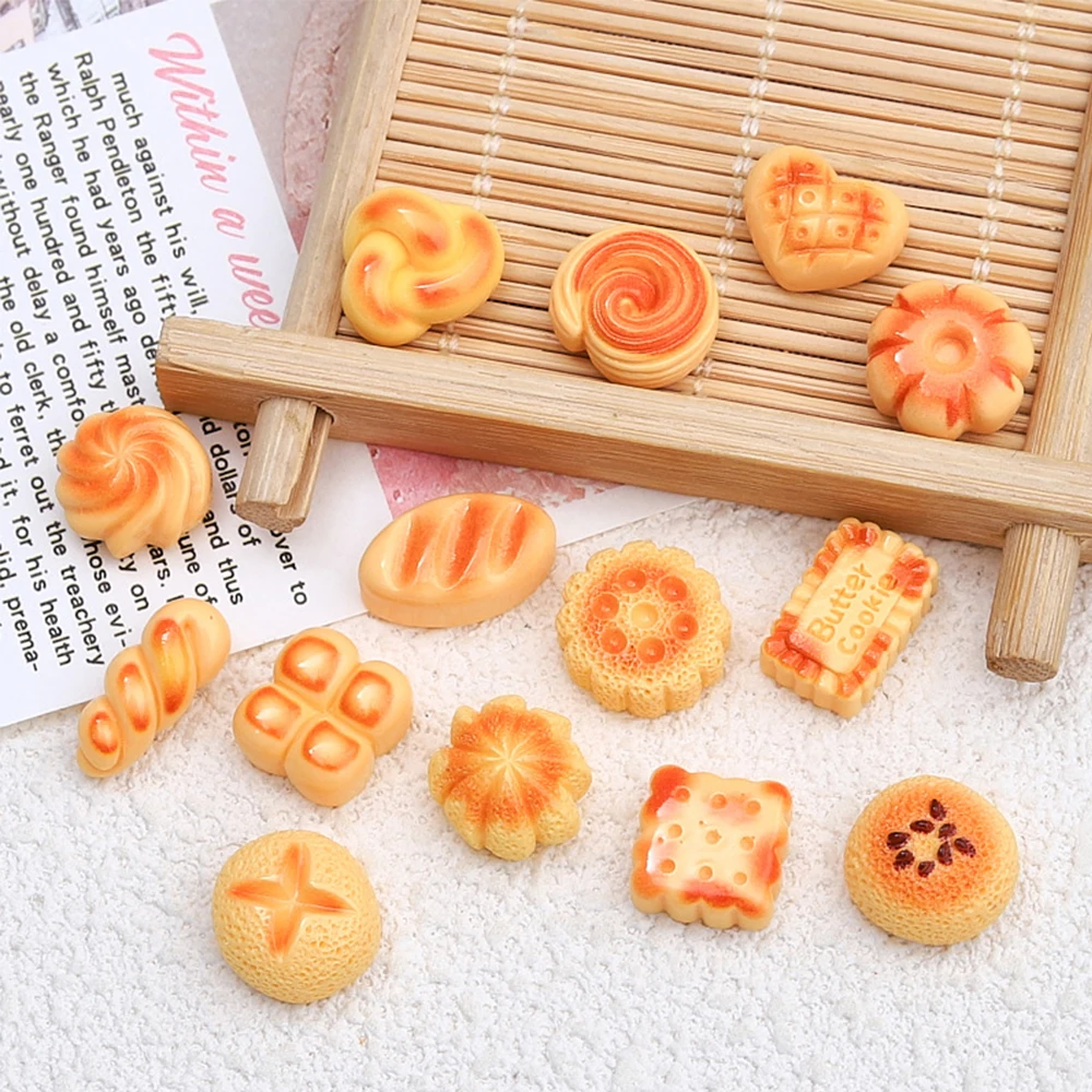 20PCS Shiny Mini Bread Series Resin Flatback Cabochons For Hairpin Scrapbooking DIY Jewelry Craft Decoration Accessories