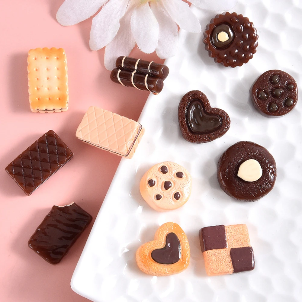 10PCS Chocolate Biscuit Series Resin Flatback Cabochons For Hairpin Scrapbooking DIY Jewelry Craft Decoration Accessories